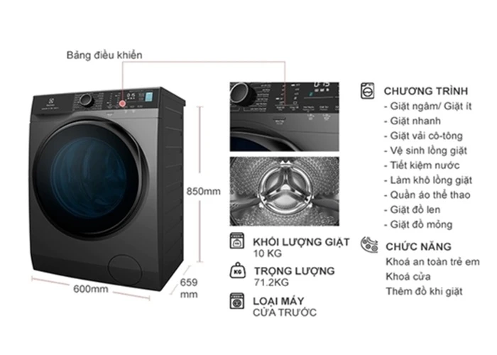 Máy Giặt Electrolux 10kg EWF1042R7SB